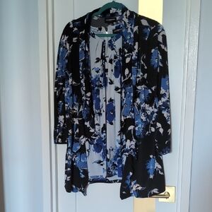 Liz Claiborne Blue and Black Floral Twin se